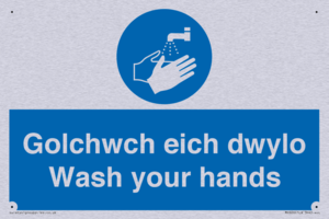 golchwch eich dwylo / wash your hands - safety sign